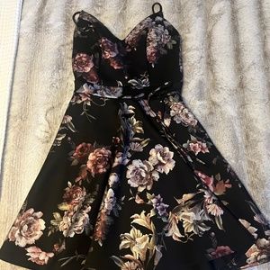 Womens black dress with flowers